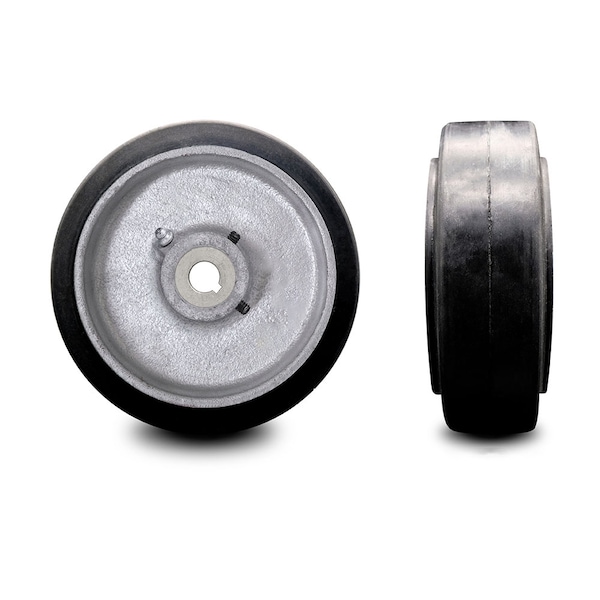 8" x 2" Rubber Tread on Cast Iron Keyed Drive Wheel - 20mm Bore -